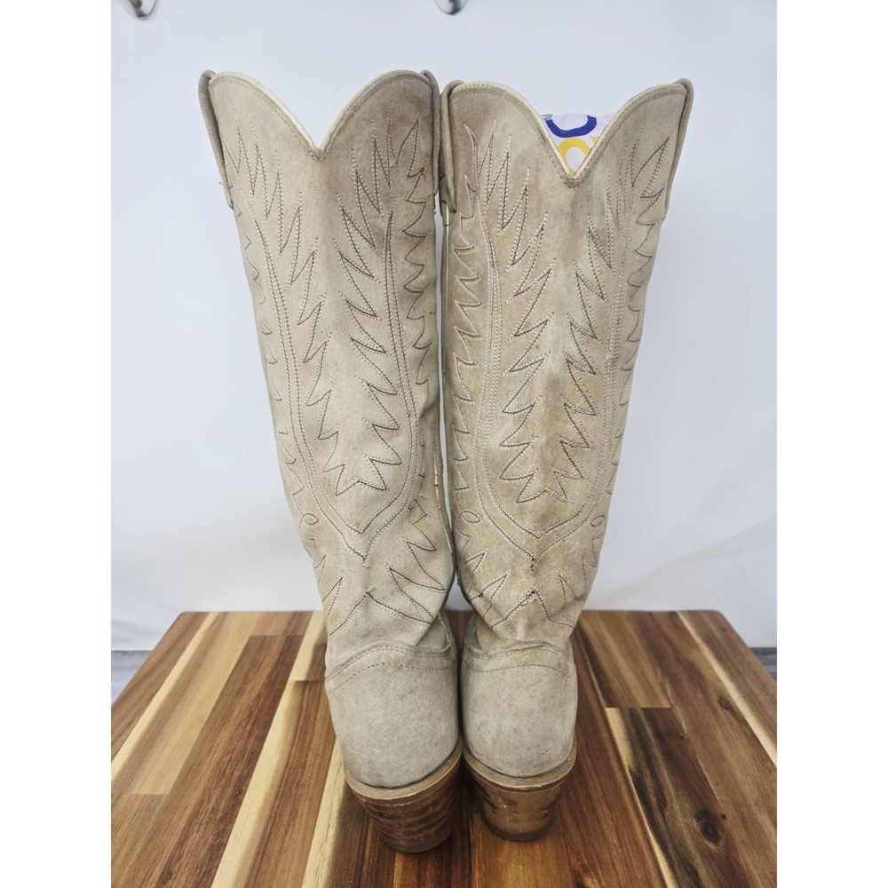 Acme Women Size‎ 5.5 O Tan Suede Leather Western Cowgirl Pull On Boots USA - Picture 7 of 11